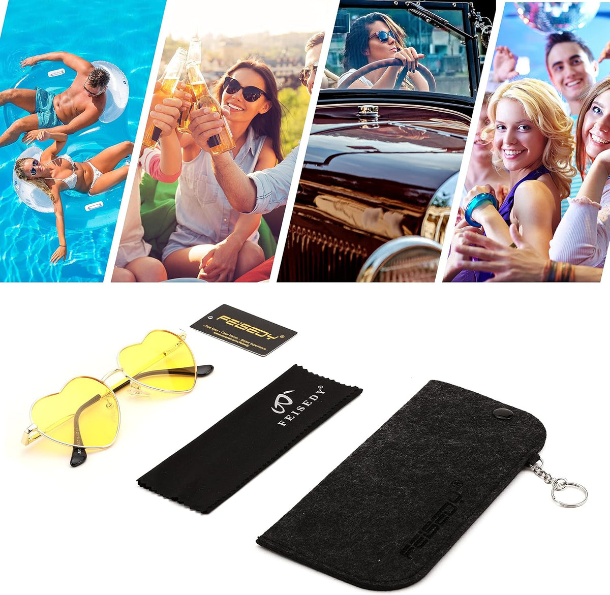 ÉÌƷͼƬ 50 | B0BP6HX1R6 | FEISEDY Polarized Heart Sunglasses Women Men Metal Frame Cute Lovely Glasses UV400 Protection B2375