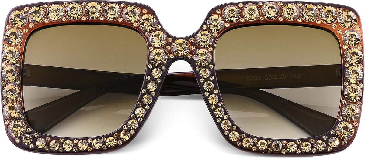 ÉÌƷͼƬ 63 | B077GMJCV8 | FEISEDY Women Sparkling Crystal Sunglasses Oversized Square Thick Frame B2283