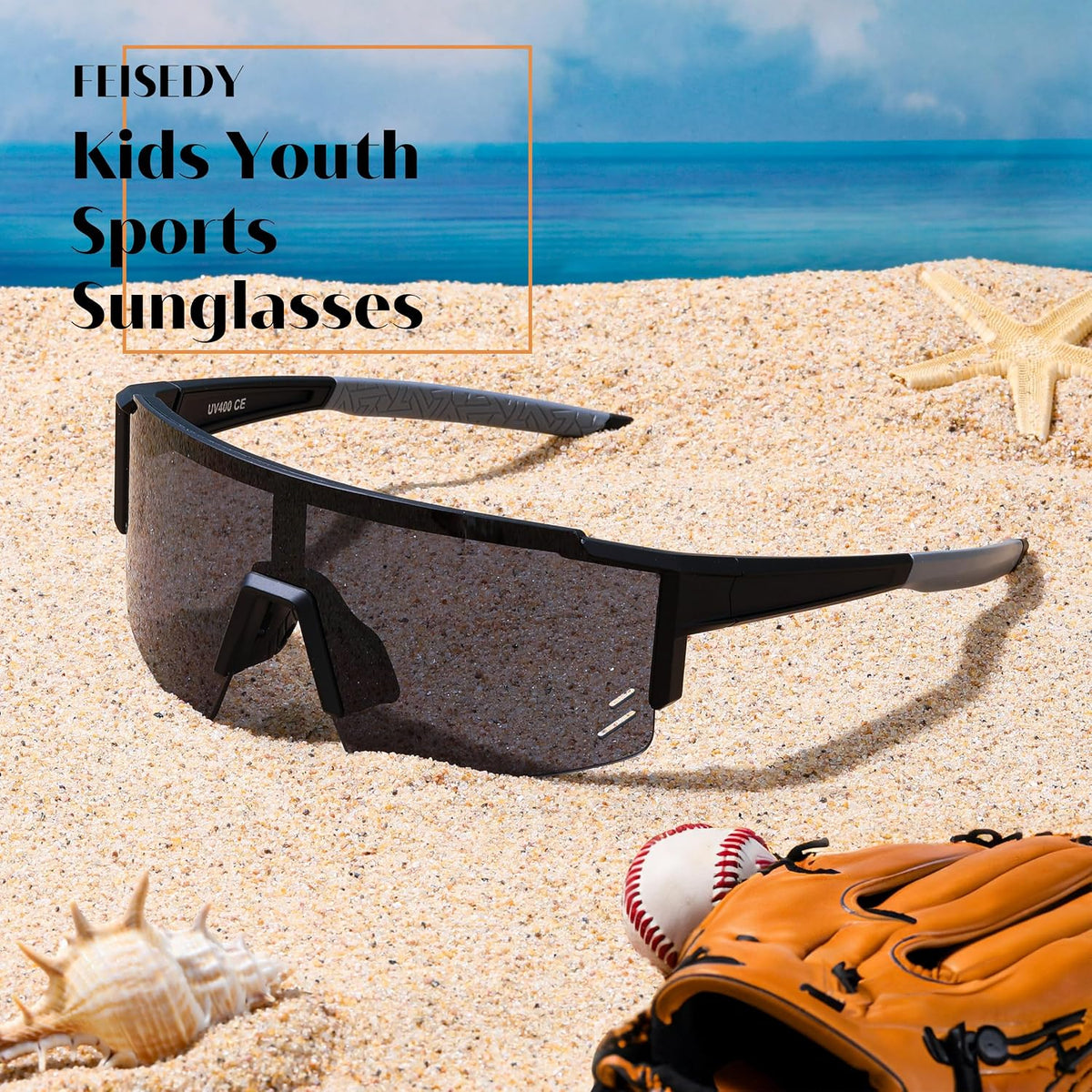 ÉÌƷͼƬ 55 | B0CCJ9N8C5 | FEISEDY Kids Sports Sunglasses UV400 for Youth, Ages 8-16 B0048