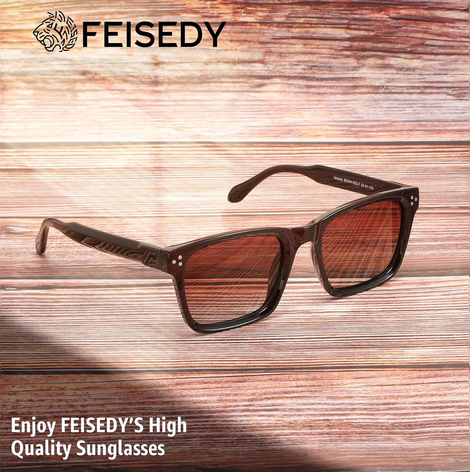商品图片 7 | B0FHD6DJB5 | FEISEDY Trendy Square Polarized Sunglasses For Men Women Thick Frame B0294