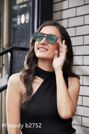 ÉÌƷͼƬ 46 | B0925V3NP4 | FEISEDY Vintage Square 70s Flat Aviator Sunglasses Women Men Metal Design Shades B2752