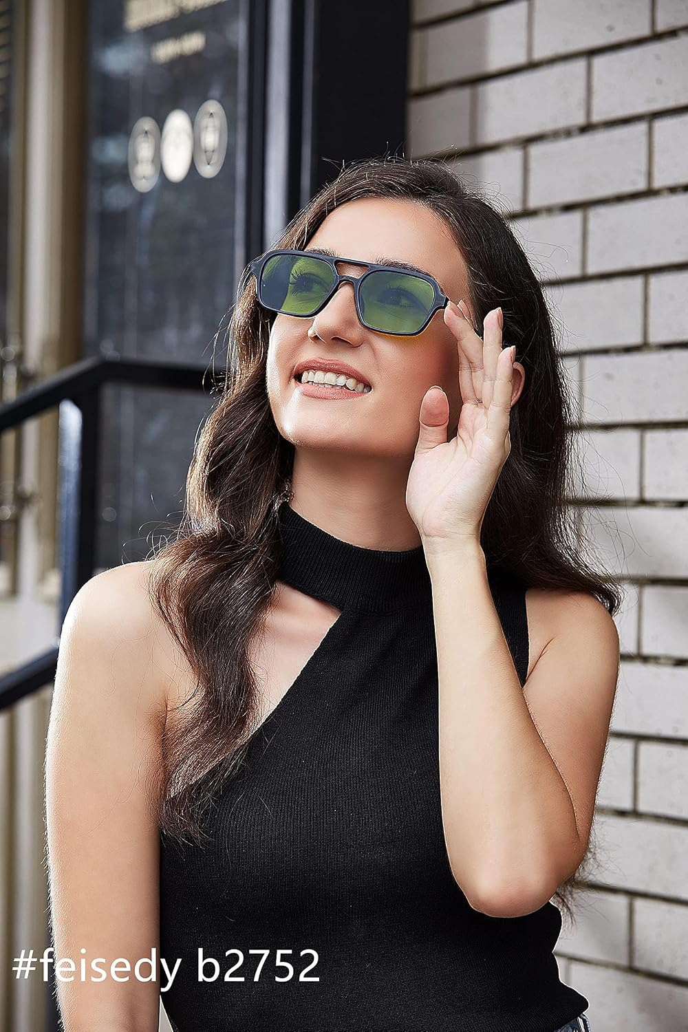 ÉÌƷͼƬ 46 | B0925V3NP4 | FEISEDY Vintage Square 70s Flat Aviator Sunglasses Women Men Metal Design Shades B2752