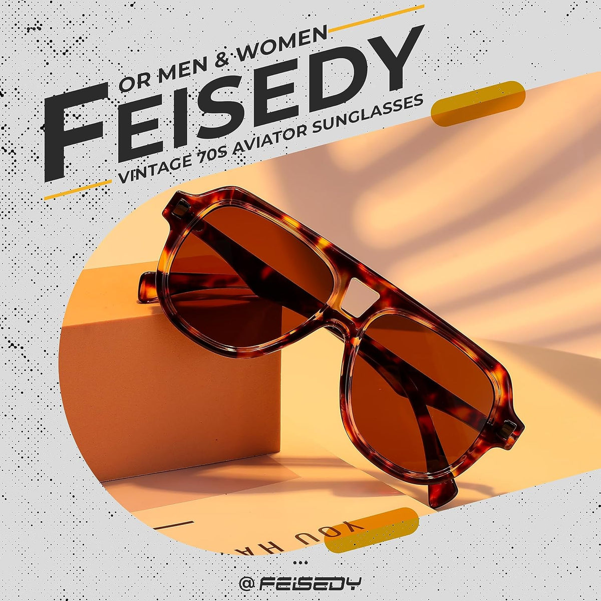 ÉÌƷͼƬ 12 | B0CDGNN3ZN | FEISEDY Vintage 70s Aviator Sunglasses Men Women Classic Retro Trendy Large Frame UV400 Sun Glasses B0030