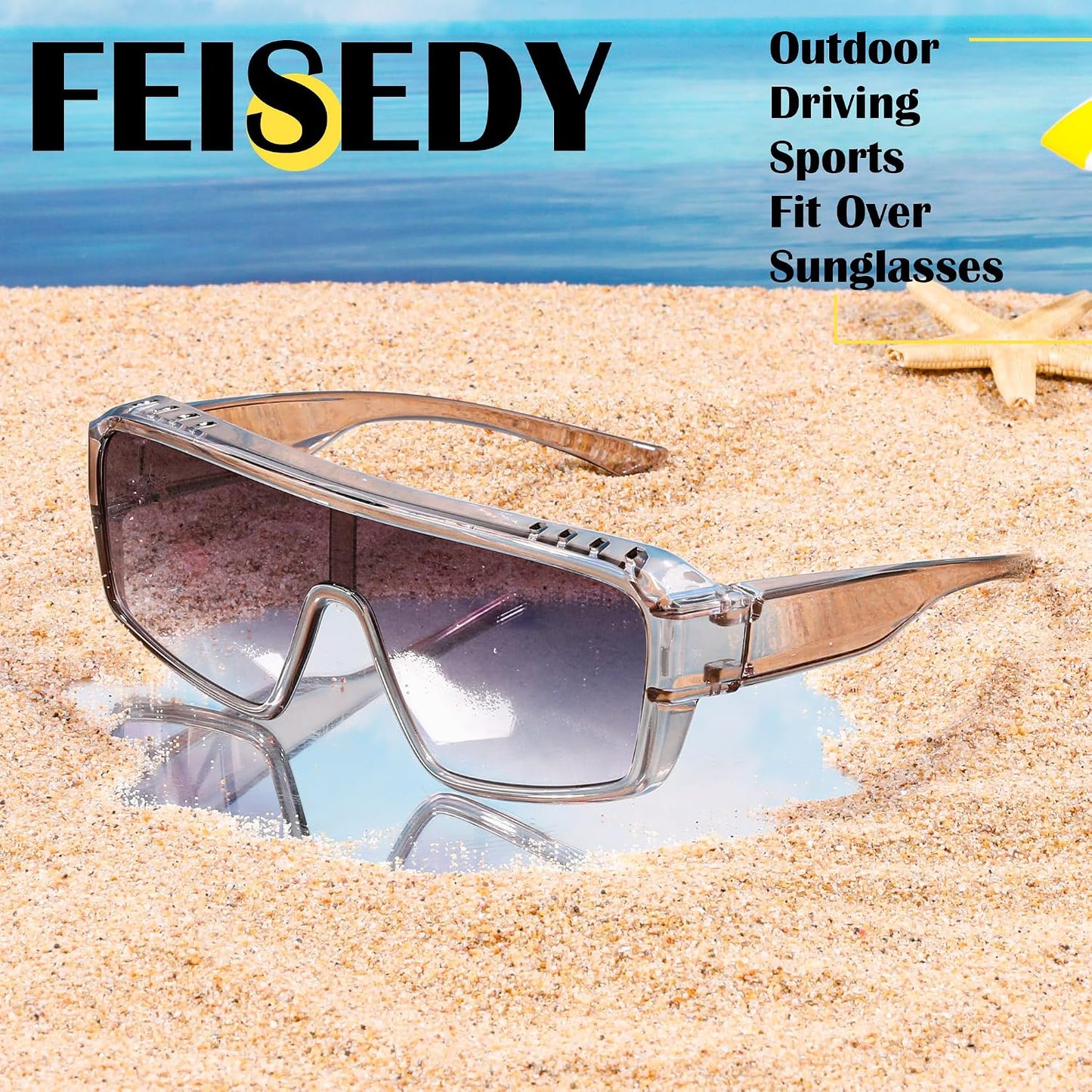 商品图片 16 | B0FWBV3SMZ | FEISEDY Oversized Square Fit Over Glasses Sunglasses for Men Women B0332