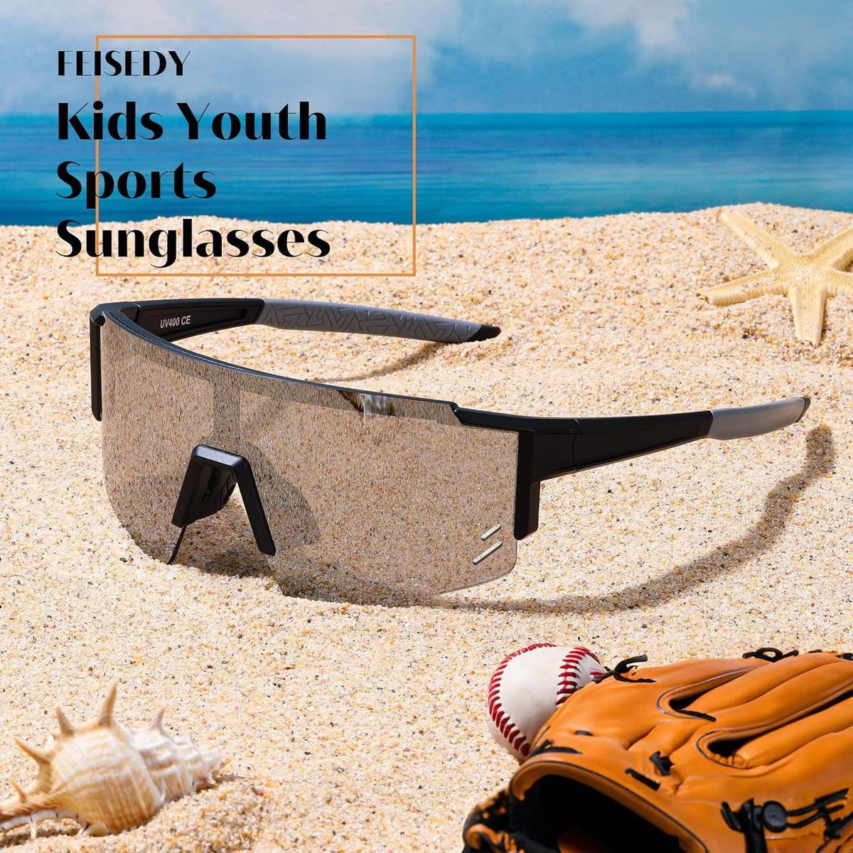 ÉÌƷͼƬ 78 | B0CCJ9N8C5 | FEISEDY Kids Sports Sunglasses UV400 for Youth, Ages 8-16 B0048