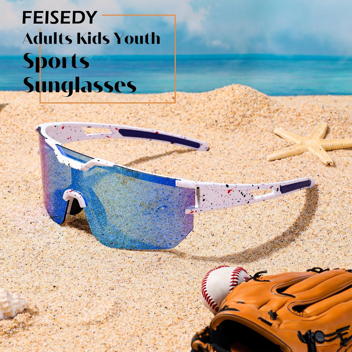 商品图片 38 | B0DBVLTVQD | FEISEDY Kids Sunglasses Youth Baseball Sun Glasses, UV400 Sports Cycling Softball Sunglasses for Adult Boys Girls B0227