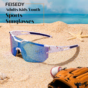ÉÌƷͼƬ 38 | B0DBVLTVQD | FEISEDY Kids Sunglasses Youth Baseball Sun Glasses, UV400 Sports Cycling Softball Sunglasses for Adult Boys Girls B0227