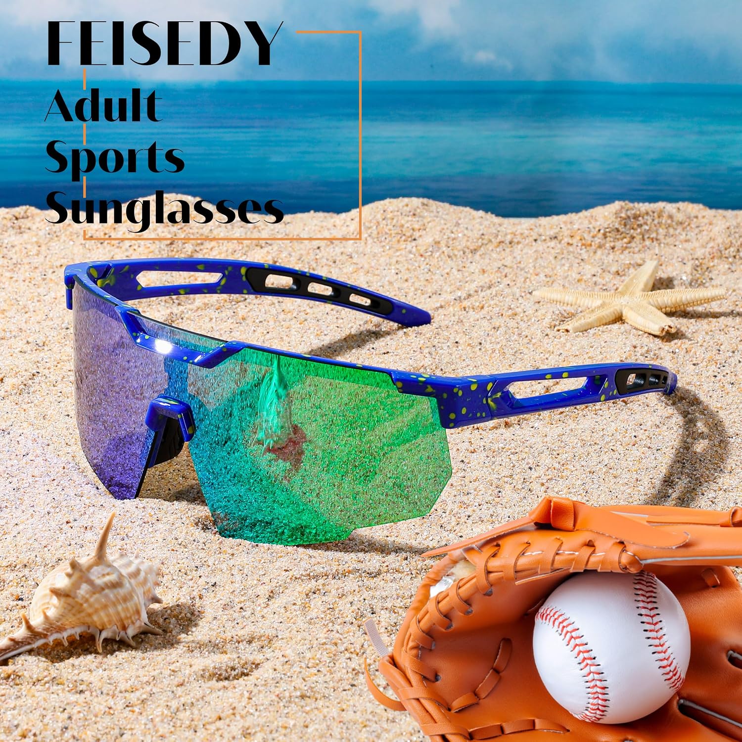 商品图片 12 | B0D2R93ZVQ | FEISEDY Cycling Sunglasses for Men Women, Sport Sunglasses for Baseball Softball Running Fishing Golf UV400 B0167