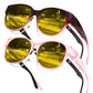 FEISEDY 2Pack Night Driving Glasses Over Glasses with Yellow Lenses Fit Over Polarized Nighttime Sunglasses B0331