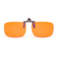 FEISEDY Clip on Rimless One Piece Blue Light Glasses Flip Up Orange/Red Lens Computer Gaming Glasses for Eyes Strain/Induce Sleep B0360