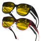 FEISEDY 2Pack Night Driving Glasses Over Glasses with Yellow Lenses Fit Over Polarized Nighttime Sunglasses B0331