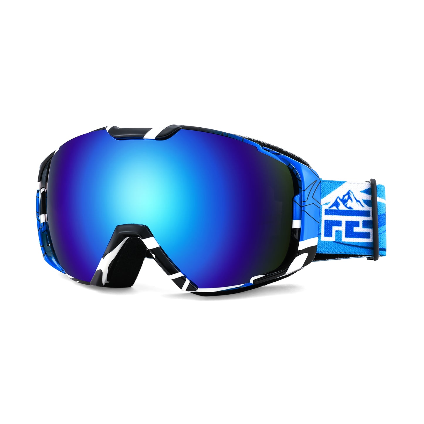 FEISEDY Ski Goggles, OTG Snow Sport Goggles for Adult Youth, Anti-Fog UV400 Protection Bendable Dual-Lenses B2961