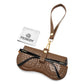 FEISEDY Soft Crocodile Textured Leather Sunglass Bag, Portable Glasses Pouch With Button Clip Wrist Strap B0366