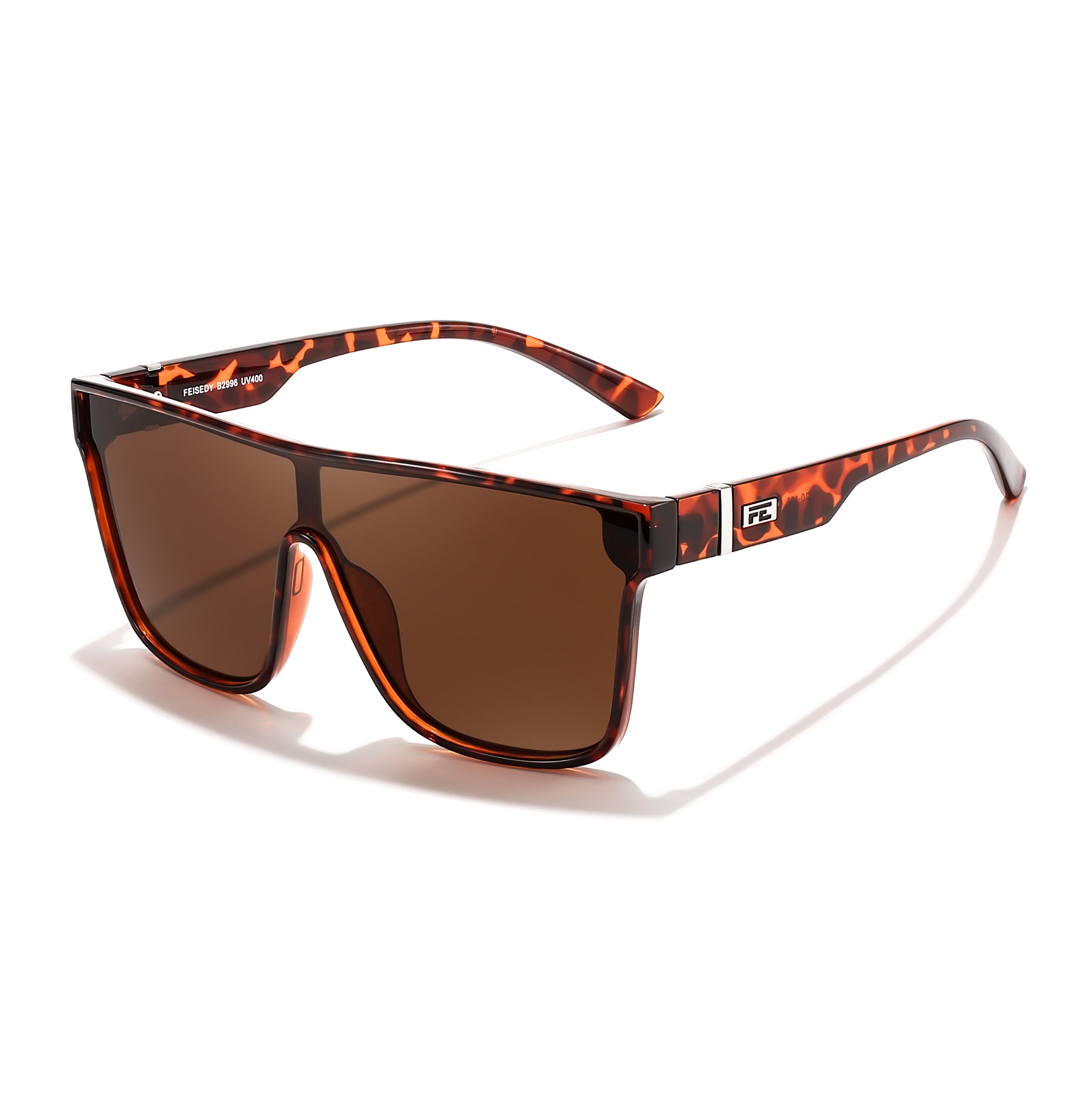 FEISEDY Fashion Flat Top Sunglasses Oversized Square Shades