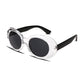 FEISEDY Sunglasses White Oval Clout Goggles for Women Men Retro Round Trendy Rimmed Clueless Costume Frame B2253