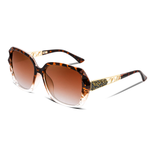 FEISEDY Polarized Women Square Sunglasses Sparkling Composite Shiny Frame B2289