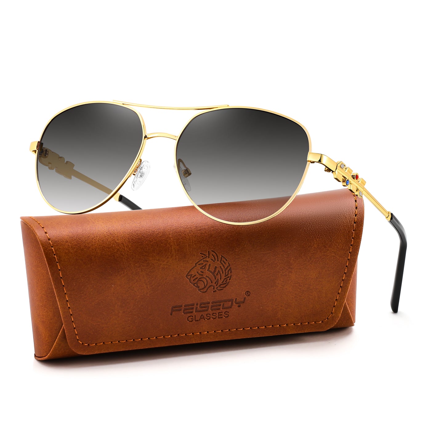 FEISEDY Retro Aviator Sunglasses for Women Men Metal Pilot Frame UV400 Protection Ladies Shades B0409