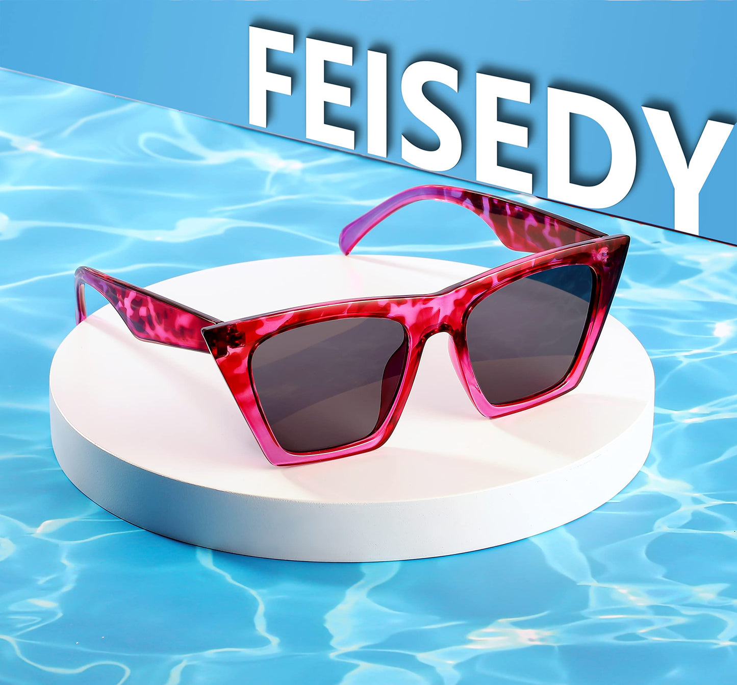 FEISEDY Vintage Square Cat Eye Sunglasses Womens Trendy Cateye Sunglasses B2473